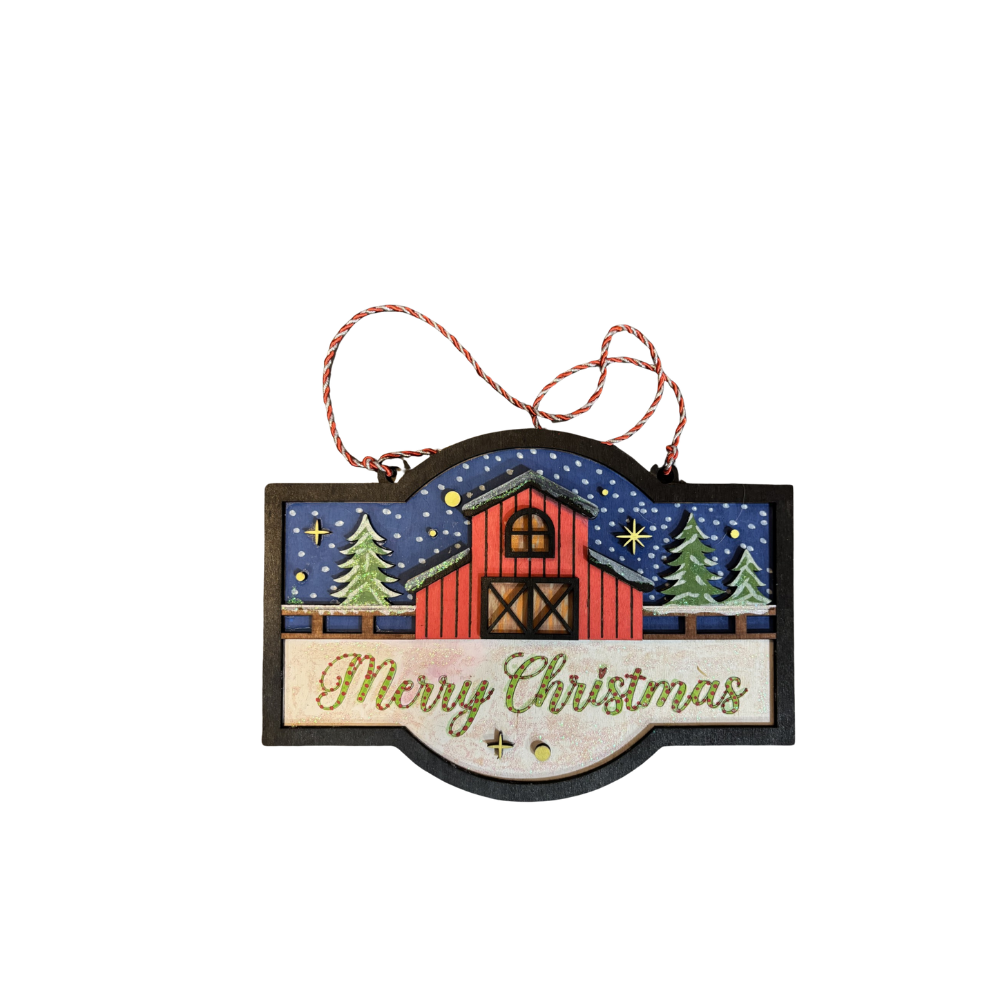 Barn Merry Christmas Wooden Sign