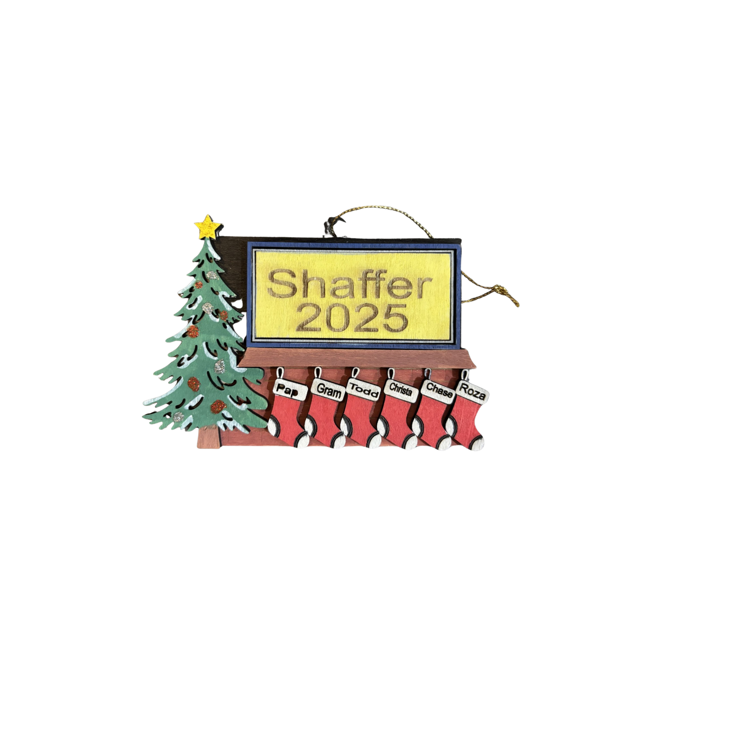 Fireplace and Stocking Customized Ornament