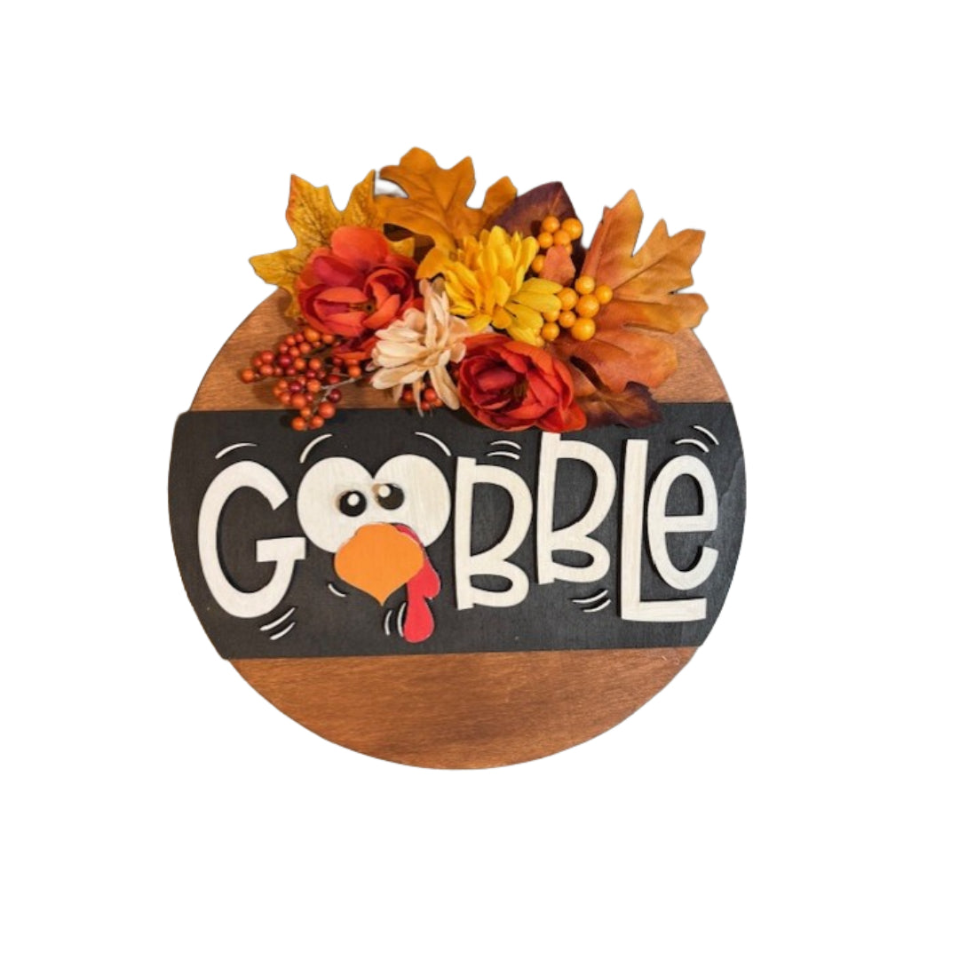 10" or 12" Round Gobble Wooden Sign