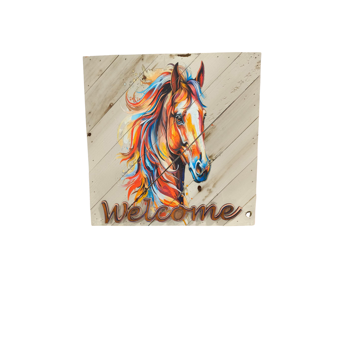 Artsy UV Printed Horse Welcome Sign