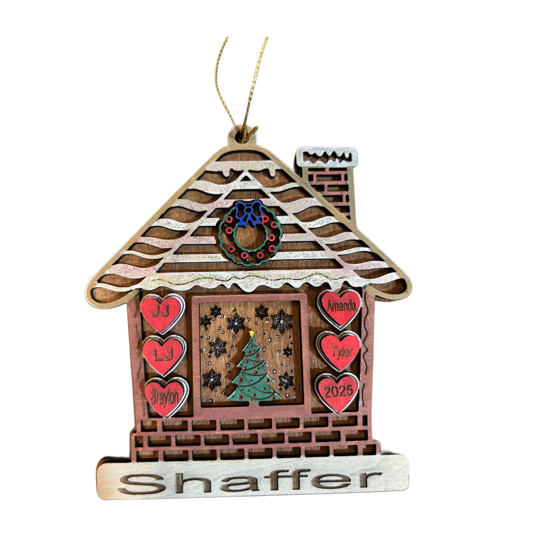 Wooden Custom Gingerbread House Ornament